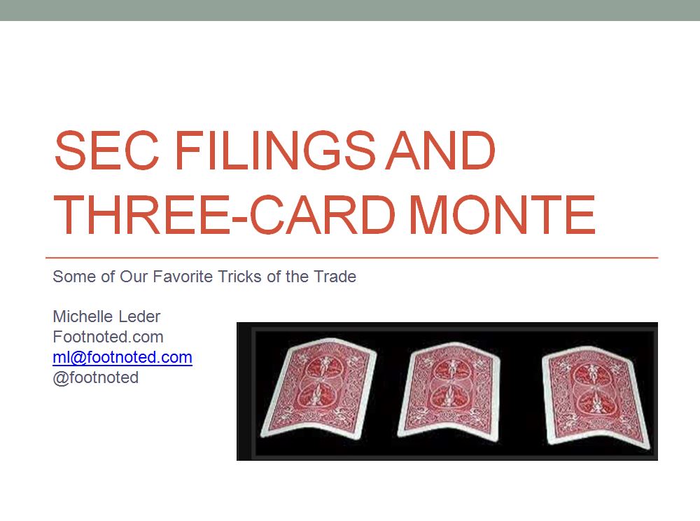SEC Filing and Three-Card Monte by Michelle Leder - ValueXVail 2013