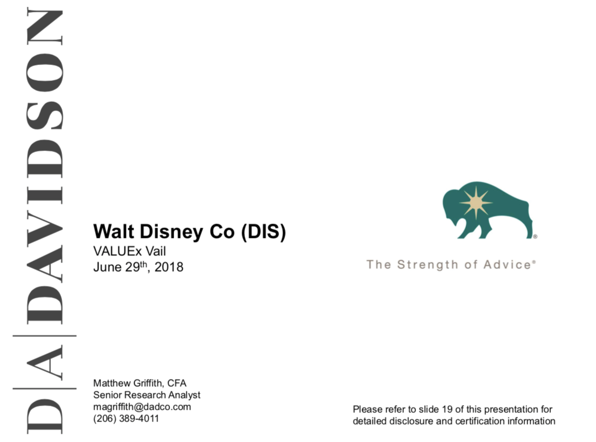Walt Disney Co (DIS) - ValueXVail 2018