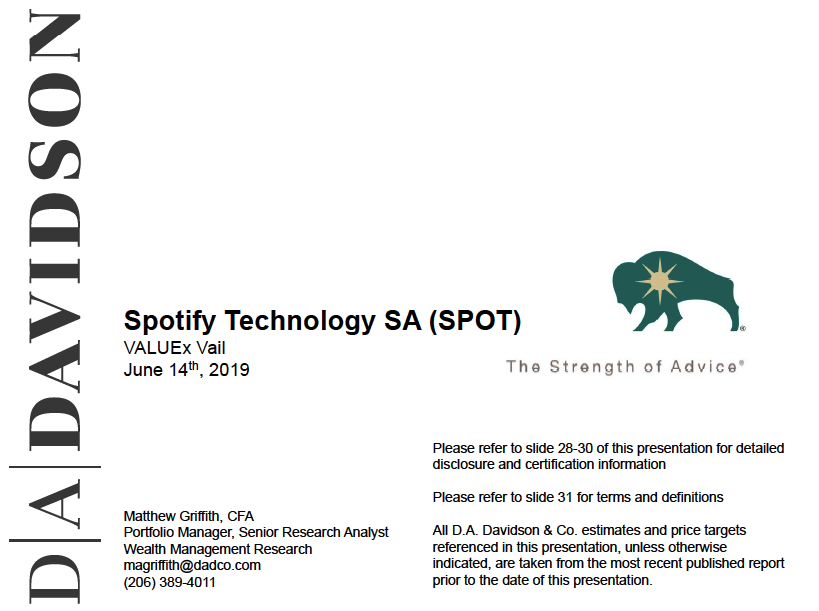 Spotify Technology SA (SPOT) - ValueXVail 2019